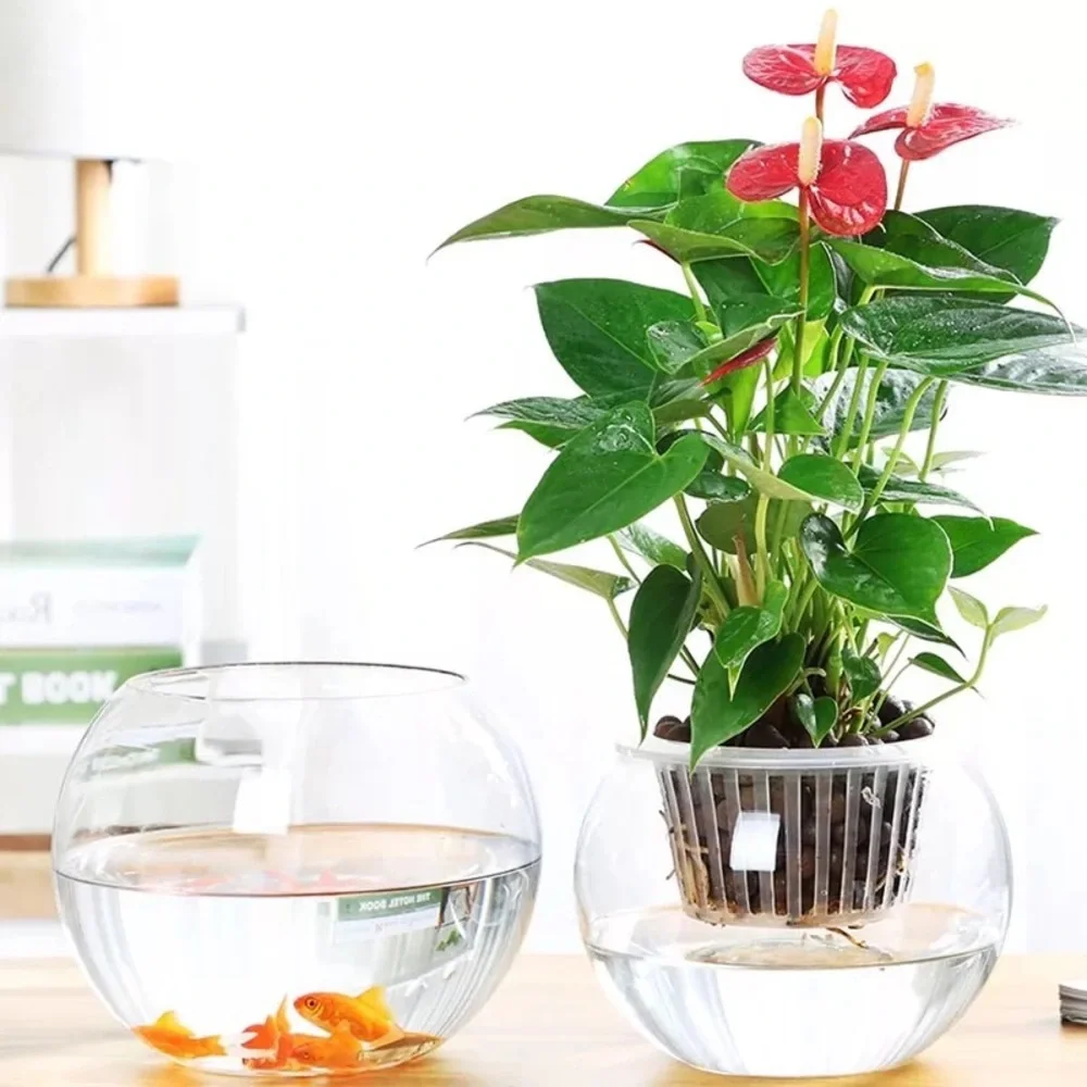 Clear Round Standing Makrame Hanging Bowl Flower Vase Glass Jar Candle Holder